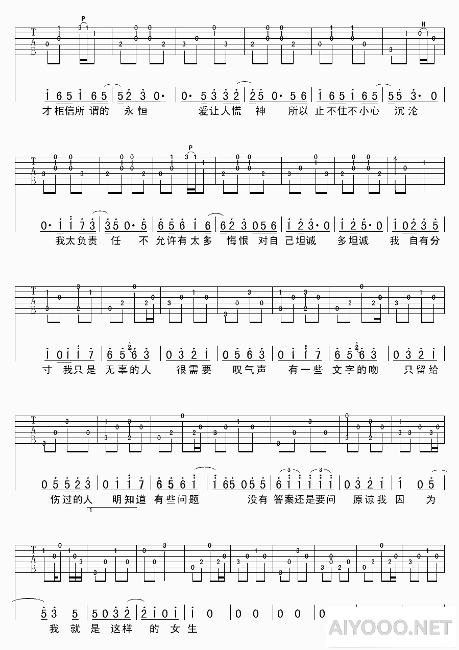 戴佩妮《原谅我就是这样的女生》吉他谱六线谱2.png